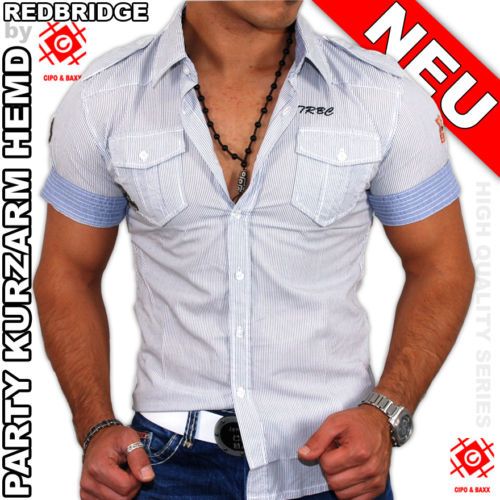 REDBRIDGE by CIPO&BAXX CLUB KURZARM HEMD BLAU R2204 NEU