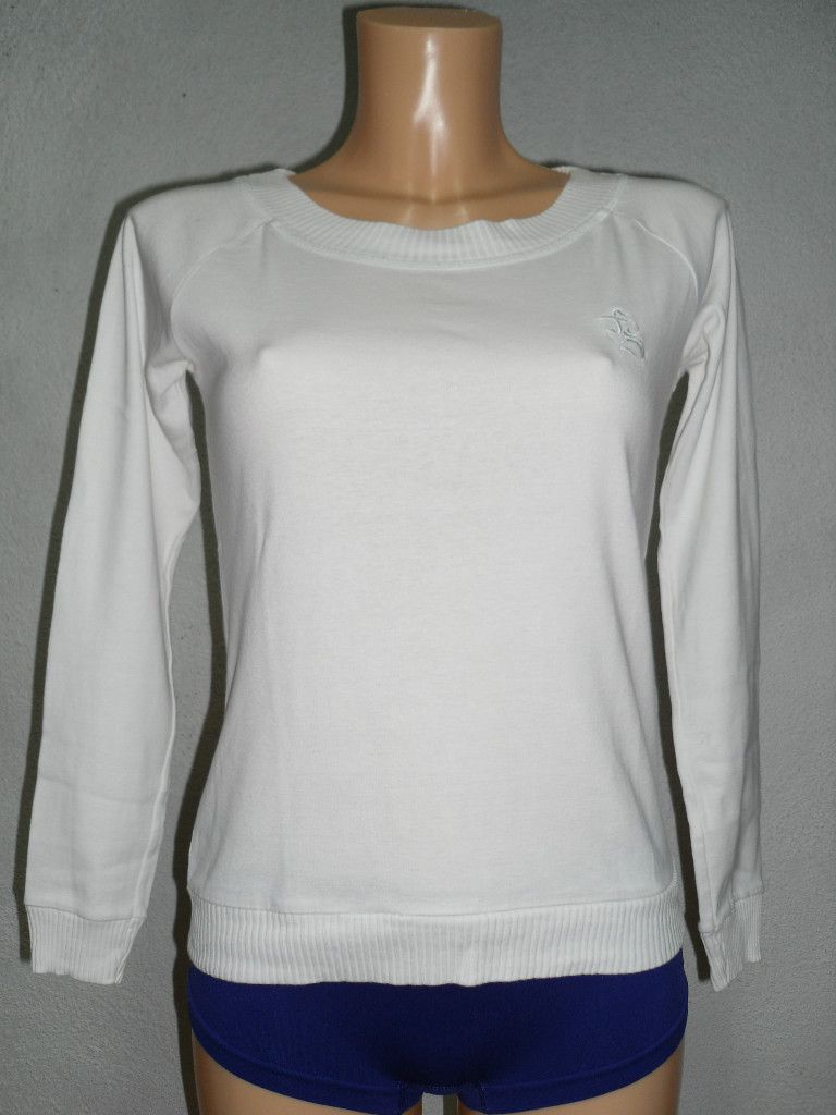 161# Damen Pullover Pulli Rundhals Weiß Baumwolle Gr. M