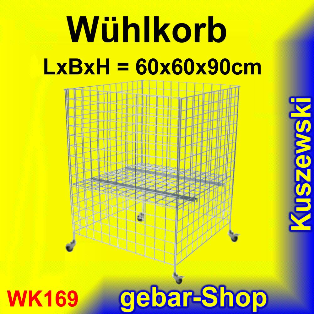 WK169= Wühlkorb Aktionskorb Schütte Korb fahrbar 60x60cm H90cm