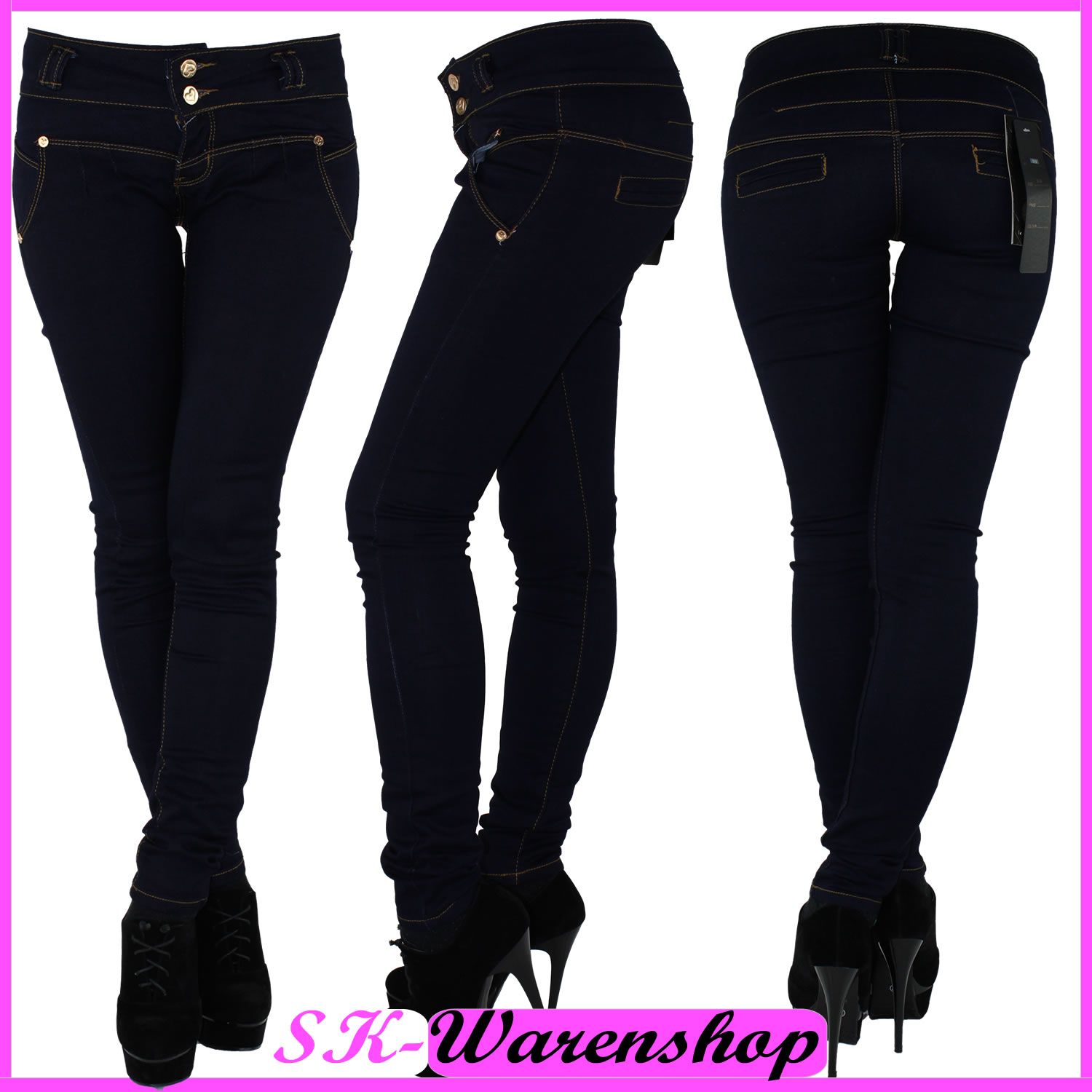 DAMEN RÖHRE RÖHRENJEANS HÜFT HÜFTJEANS STRETCH STRETCHJEANS HOSE