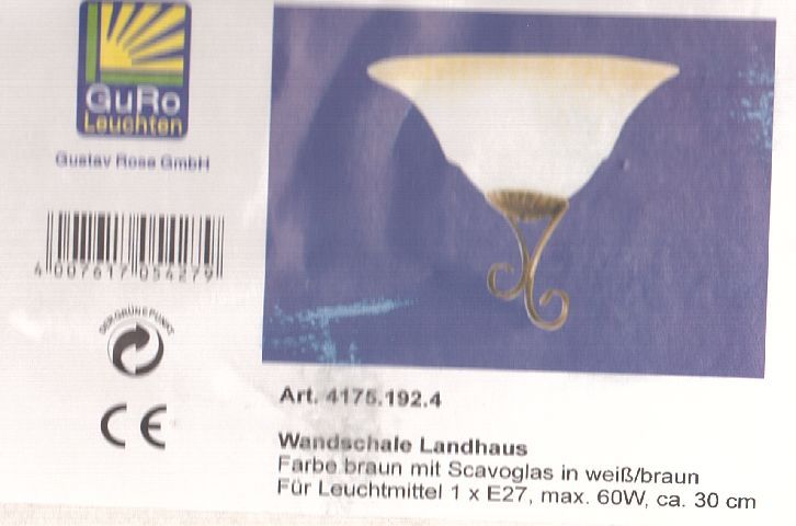 Wand Lampe Wandschale Landhaus GuRo 4175.192.4