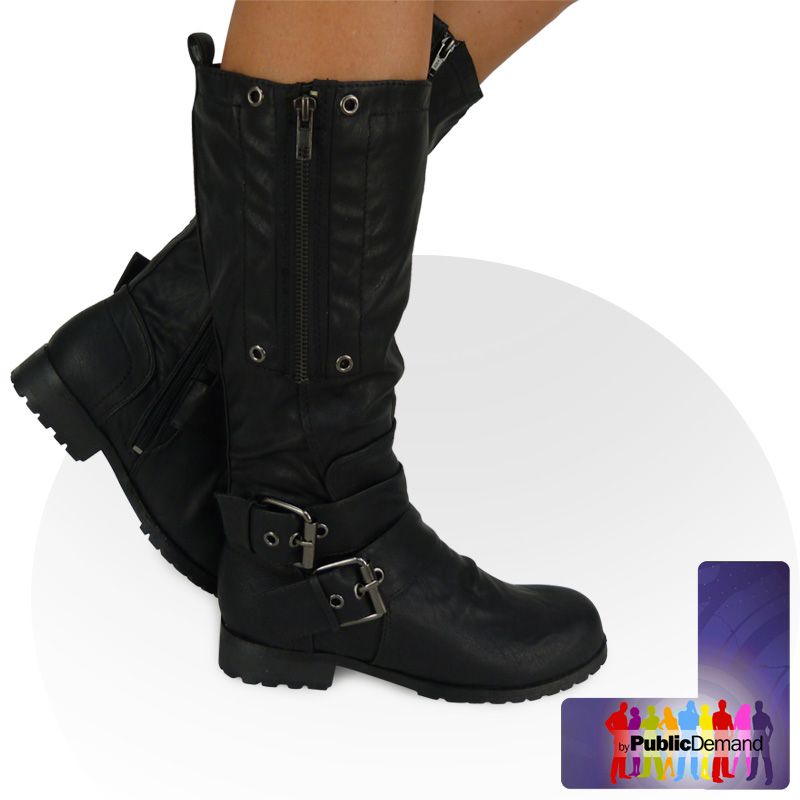 Damen Stiefel Winterstiefel Militär Kniehoch B1M Bikerstiefel