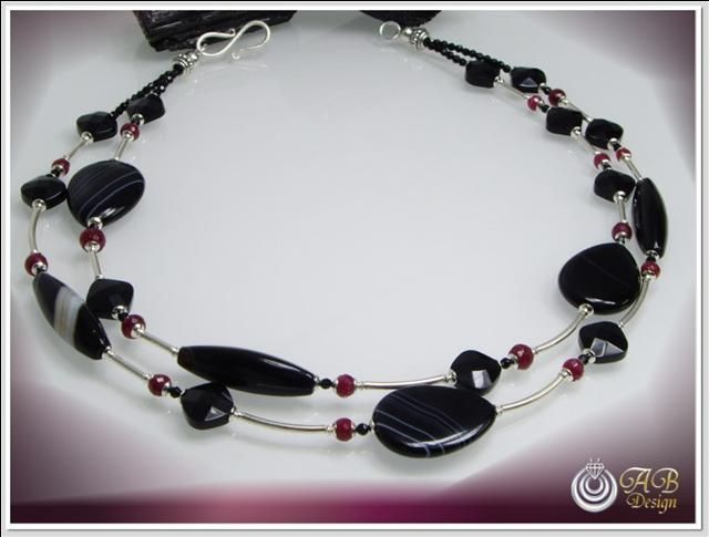 Edelsteinkette facettierter Rubin Onyx Sardonyx Unikat Designerkette