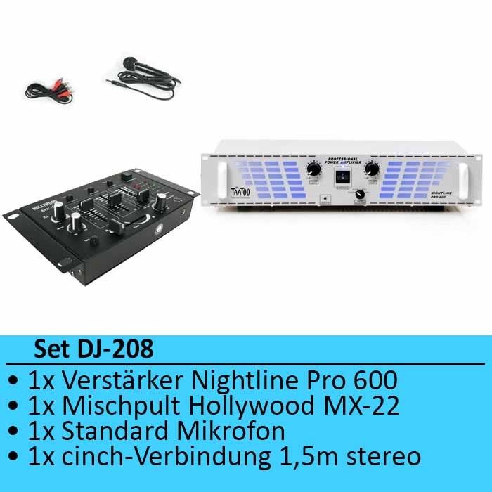 Endstufe Mischpult Mischer DJ System Verstärker Mixer DJ 208