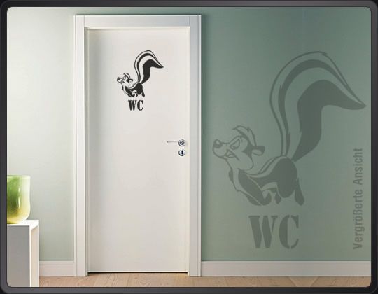 A199 Stinktier WC Toilette Türaufkleber Wandtattoo Bad