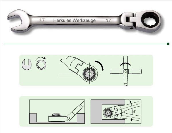 Entriegler für KFZ Stecker + Gelenk Ratschenschlüssel 6 tlg. 8 10 12