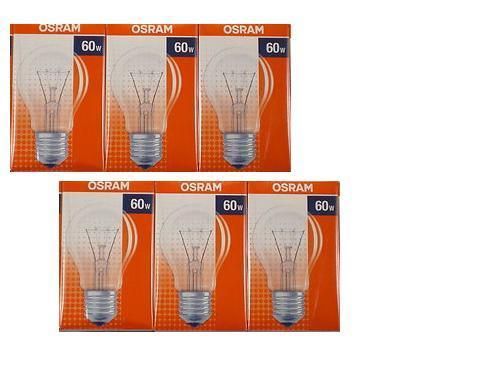 10xStkOSRAM Glühlampe Classic A,CL,60W klar 1000St.710Lu.230V