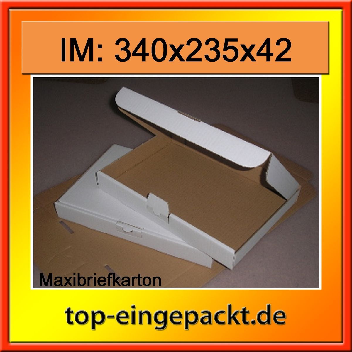 Maxibriefkarton weiss 350x250x50mm   Innen 340x235x42mm Maxibrief