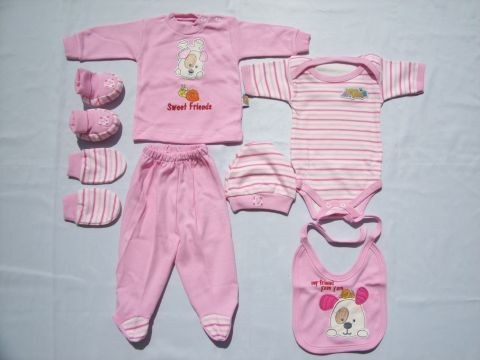 BABY Erstausstattung SET Paket 7 teilig rosa, blau, grün, gelb super