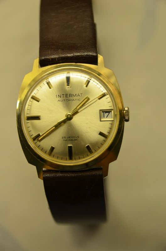 585 Gold Intermat Incabloc Armbanduhr Automatic 25 Jewels