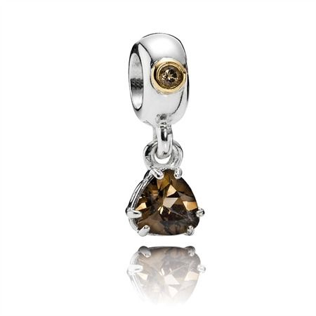 PANDORA ANHÄNGER BICOLOR 14K RAUCHQUARZ 790584