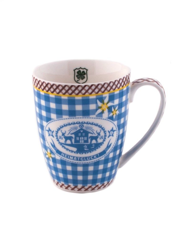 Adelheid Heimatglück Henkeltasse enzian Porzellan blau weiß kariert