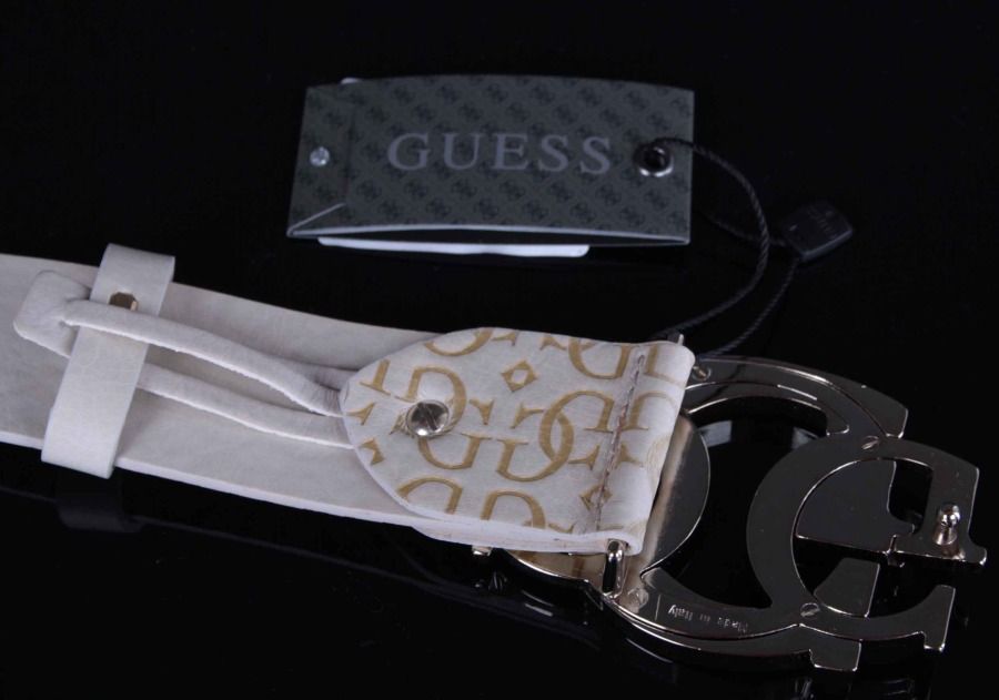 Guess Gürtel Belt Ledergürtel Leder Beige Gr. S; M, L (85 105 cm