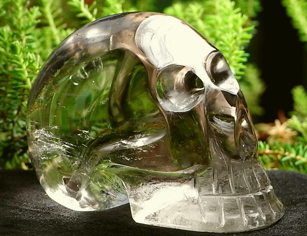 Superschöner großer Glasklarer Rauchquarz Schädel Skull Totenkopf