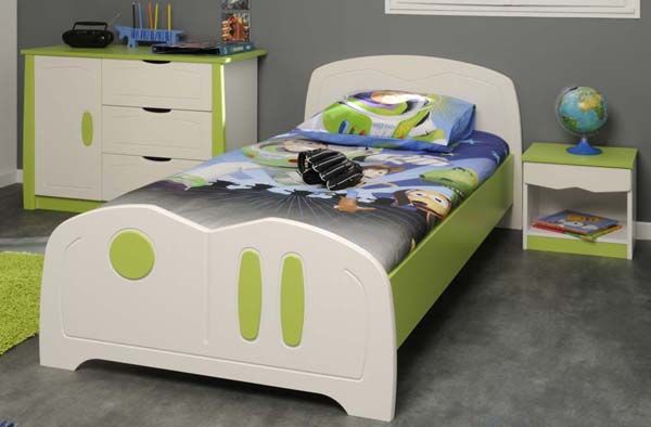 JUGENDBETT STAR SHIP VON PARISOT 90X200 GRÜN WEISS KINDERBETT