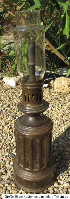 alte Gaslampe Gas Lampe aus Metall antik von 1912 mit Originalglas