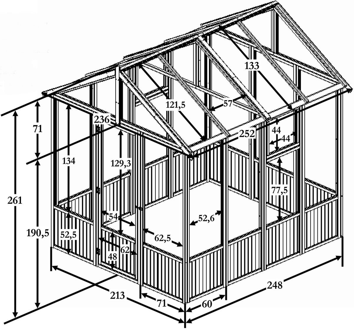 Großes Holz / Glas Gewächshaus Pavillon Gartenhaus Gartenpavillion