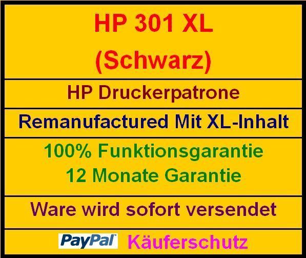 HP Druckerpatrone 301 XL Black deskjet 2050 3050 1050