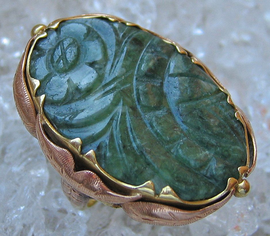 14kt 585 Gold Ring Jugendstilring Jadering Jade Schmuck Jugendstil 304