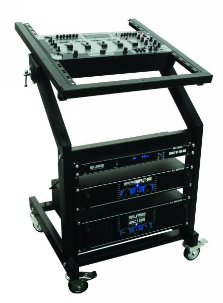 TOP Studio Rack Transportrack 19 mit Rollen schwarz Metall Stahl