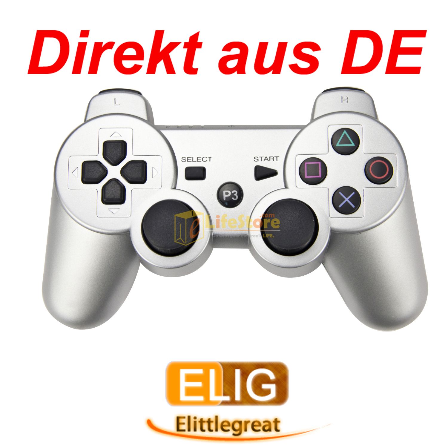 Silber Funk Bluetooth Controller/Gamepad Wireless für Sony PS3 aus DE