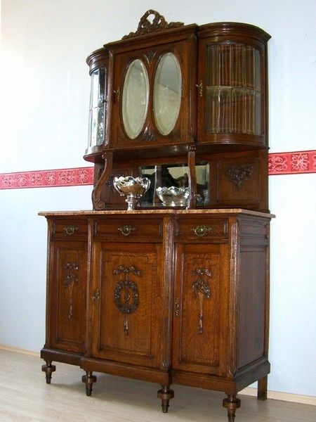 TOP Empire Esszimmer Buffet Glas Vitrine ANTIK Jugendstil Anrichte