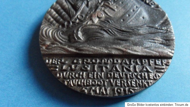 Medaille Untergang der Lusitania+Karl Götz+englische Ausführung