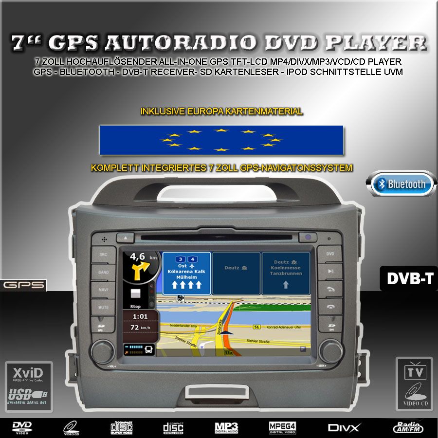 GPS NAVIGATION KIA SPORTAGE NAVI DVB T BLUETOOTH MD332S