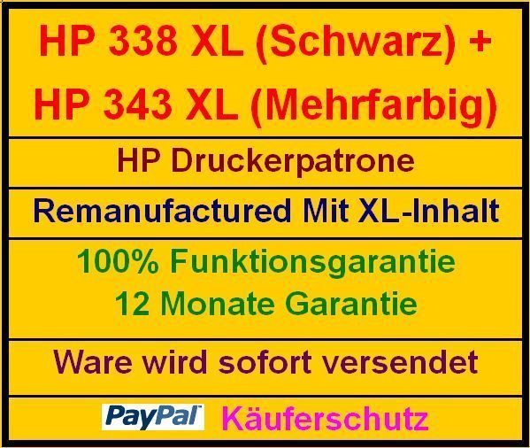 Druckerpatrone HP 343 + 338 XL f Officejet 6200 6210 6213 7210 7310