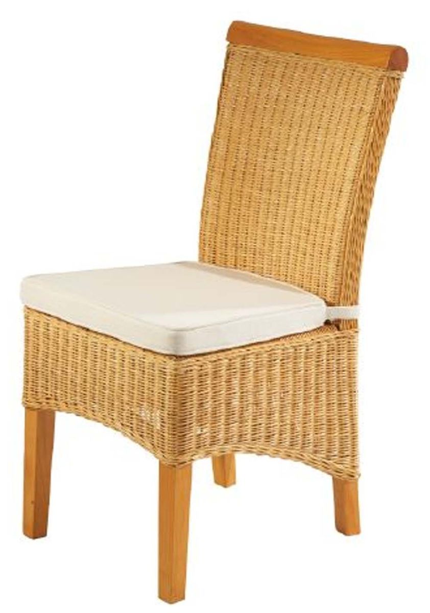 Rattan Stuehle Rattanstuhl honig Sitzkissen massivholz handgeflochten