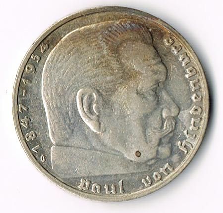 REICH 2 MARK REICHSMARK 1937 G HINDENBURG JAEGER J. 366 SILBER AG