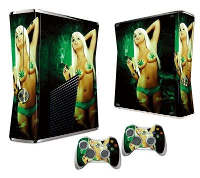 XBOX 360 Slim Skin Aufkleber Folie Sexy Hanf Design Faceplate inkl