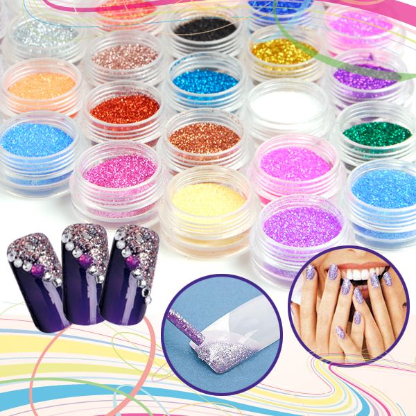 Fraeulein38 45 Dosen Farben Nailart GLIMMER PUDER GLITTER PULVER