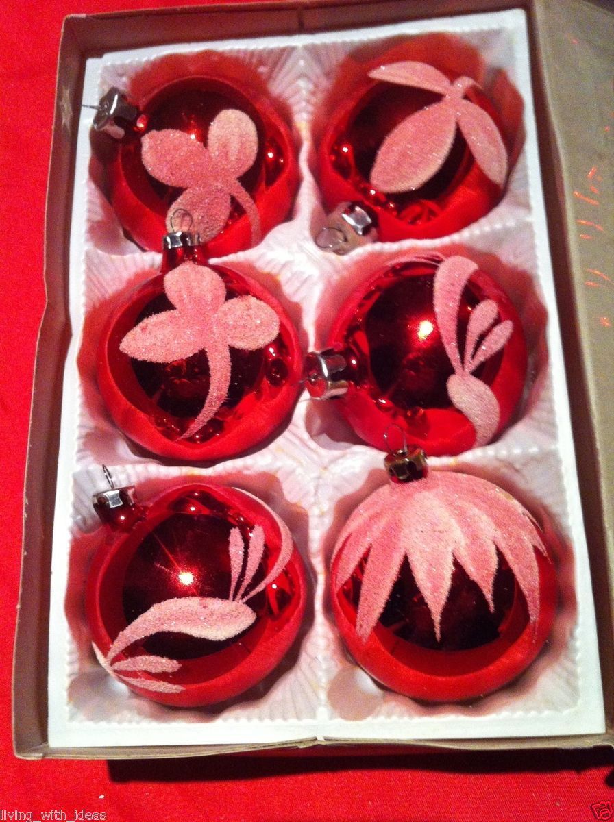 alte Christbaumkugeln rot nostalgie Christbaumschmuck Kugeln Glas W370