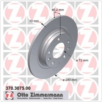 ZIMMERMANN BREMSSCHEIBEN 370.3075.00 MAZDA HINTEN 280X10MM VOLL