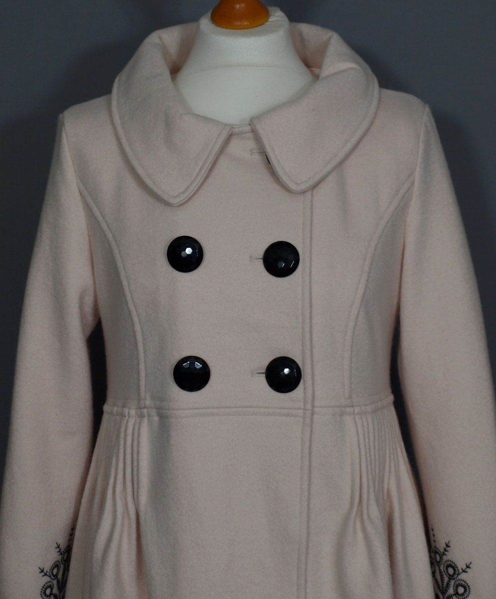 YUMI Uttam Jacke Mantel Gr.S /36/38 NP389€ Wolle Bestickt Creme