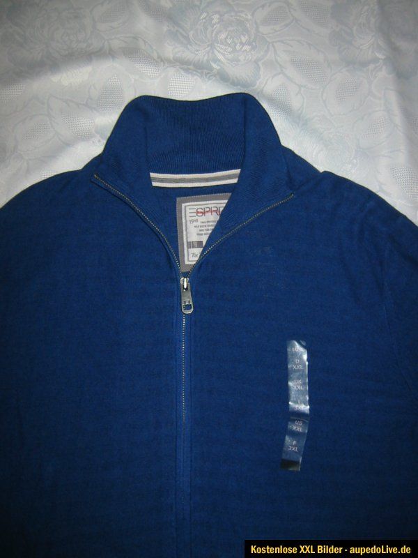 Herren Feinstrick Jacke Strickjacke ESPRIT Gr XL Blau Neu