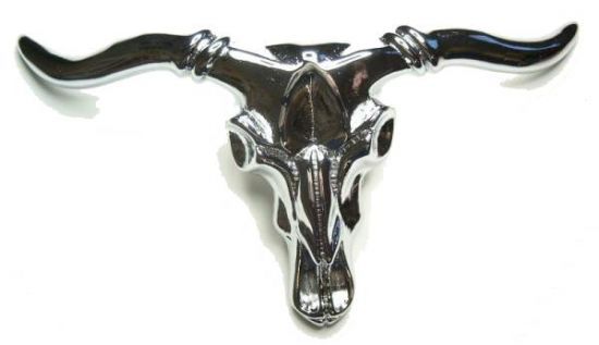 Gürtelschnalle Buckle Longhorn Schädel silber