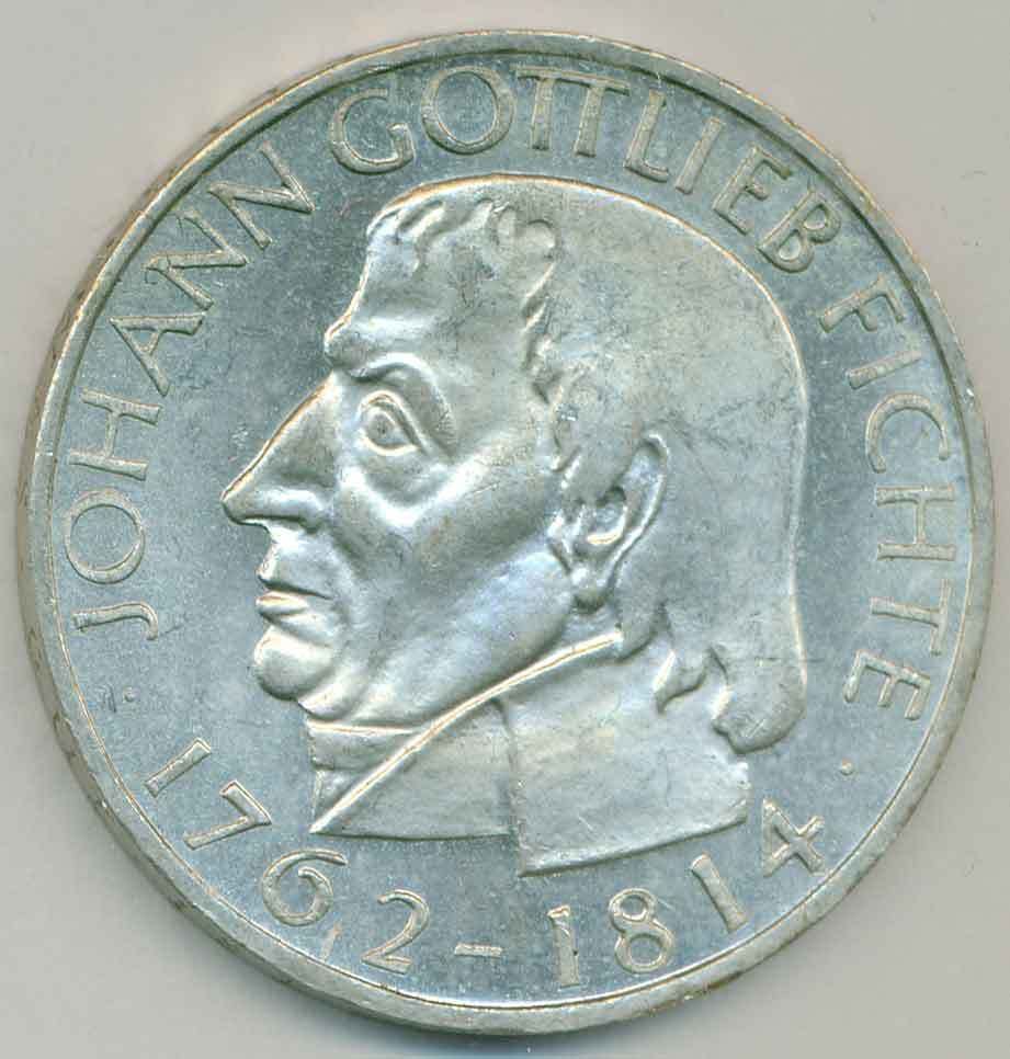 Gedenkmünze  1964 J   Johann Gottlieb Fichte Stgl.Jäger 393