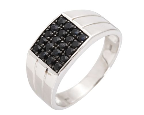 Saphir Ring aus rhodiniertem St. Silber