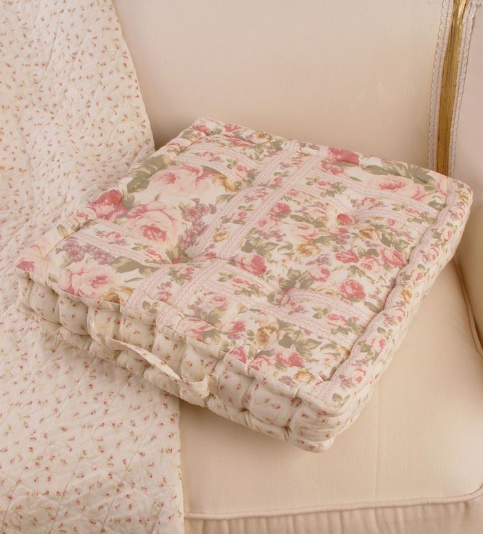 STUHLAUFLAGE KISSEN IM LANDHAUSSTIL ENGLISCHE ROSEN SHABBY