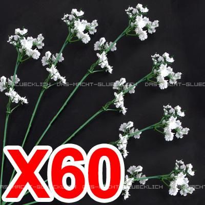 60X Septemberkraut Schleierkraut Kunstblumen Deko Weiß