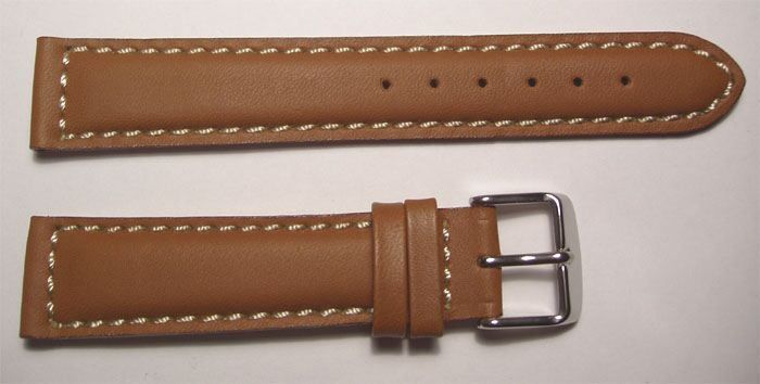 20 mm Uhrenband, Sattelleder matt cognac braun, Uhrenarmband