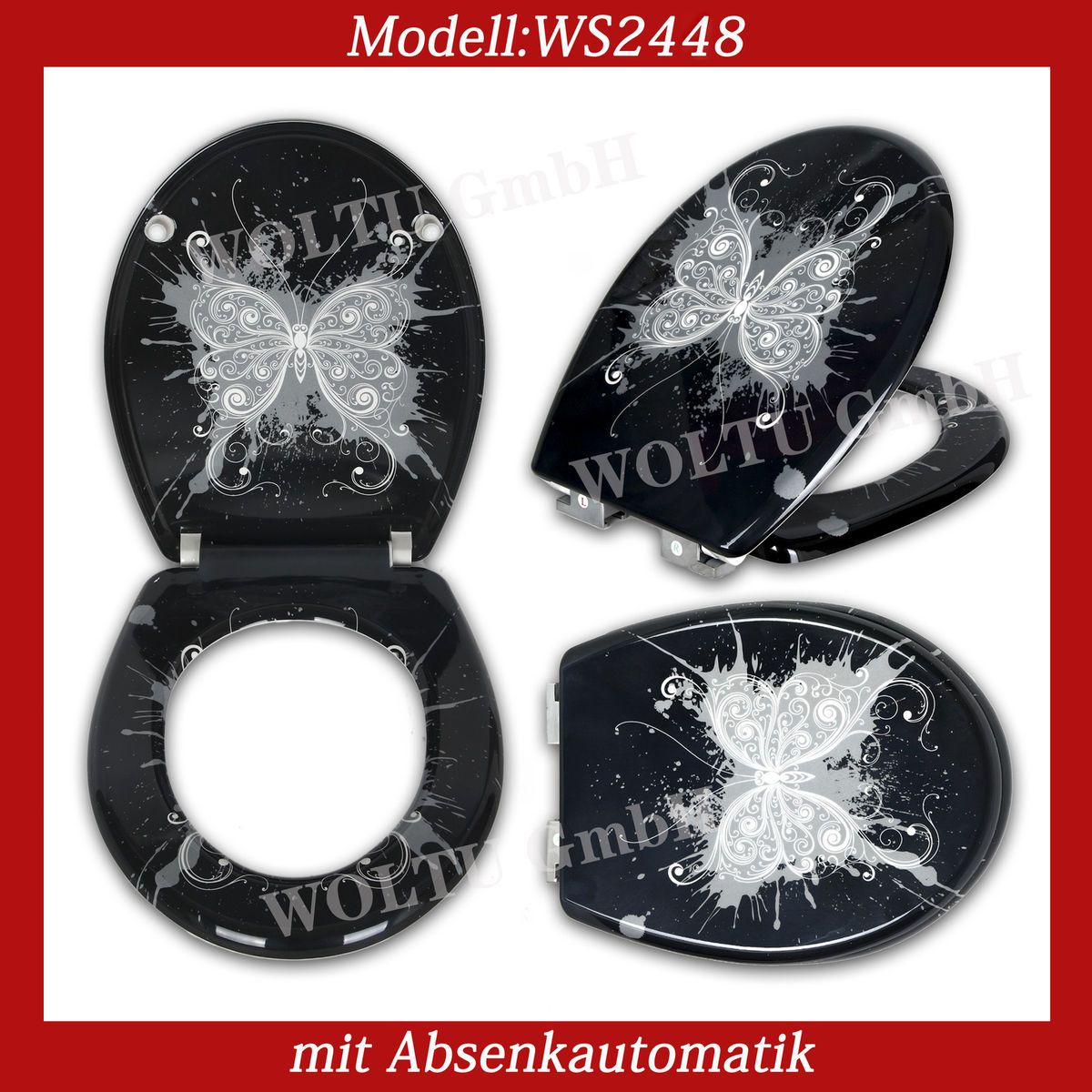 Wc Sitz Toilettensitz Toilettendeckel Black Butterfly Absenkautomatik