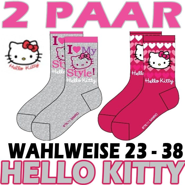 HELLO KITTY  2 PAAR GRAU & PINK  STRÜMPFE  SOCKEN