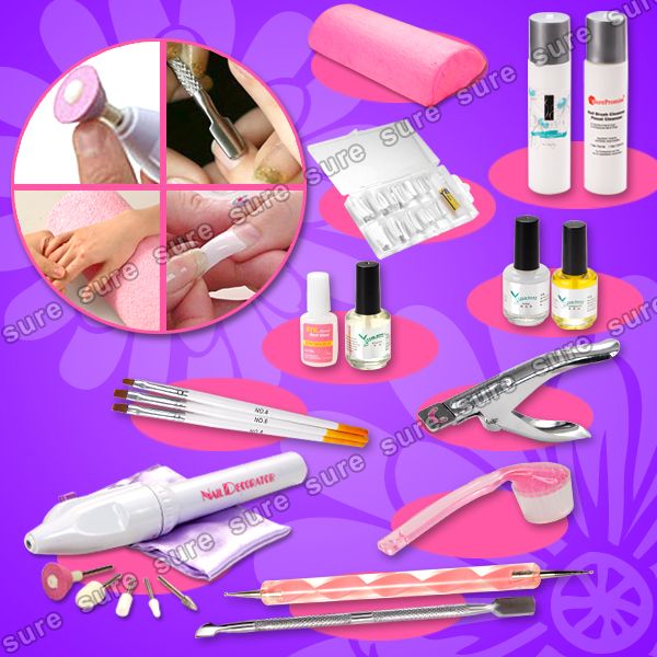 26tl Nailart UV Gel Nagelfeile Fräser Pinsel Strass Set