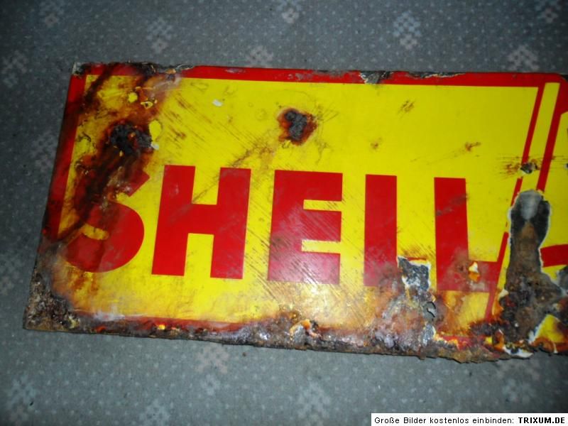 SHELL REISEDIENST altes Emailschild Schild _ OLDTIMER SCHILD BUS