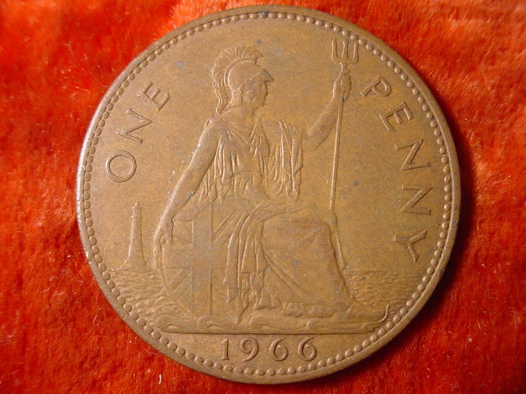 GR.BRITAIN 1966 ONE PENNY ELIZABETH II DEI GRATIA REGINA 666