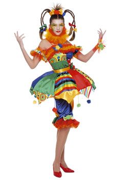 DAMEN KARNEVAL FASCHING KOSTÜM CLOWN CLOWNFRAU Gr. 34