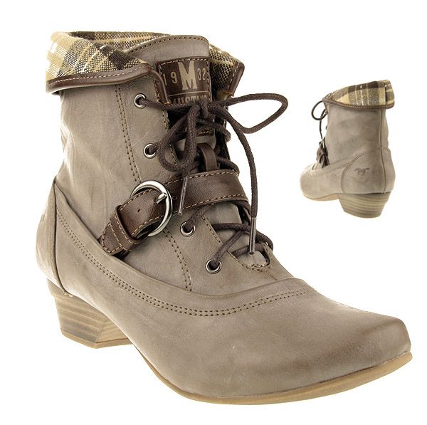 Mustang Shoes Gr 37 Damen Schnuer Stiefelette Beige Frauen Winter